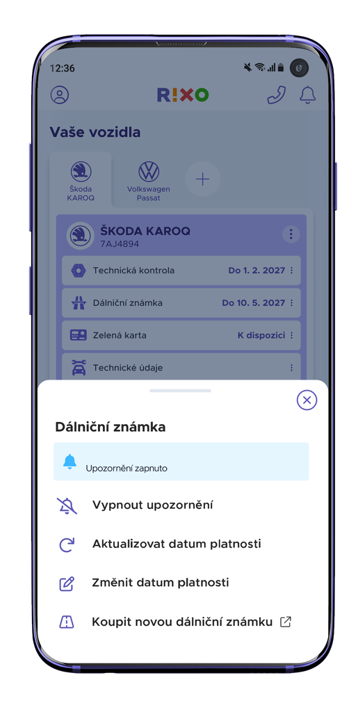 kontrola dalnicni znamky aplikace RIXO